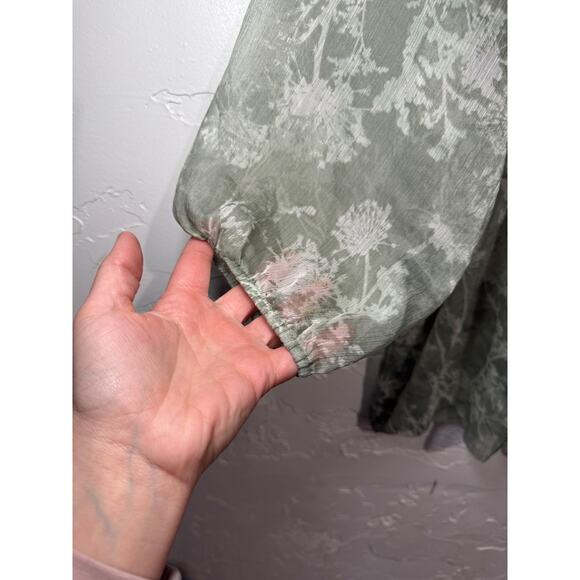 Sonoma sheer floral blouse‎ womens XL fairycore coquette ethereal office career - Picture 2 of 9